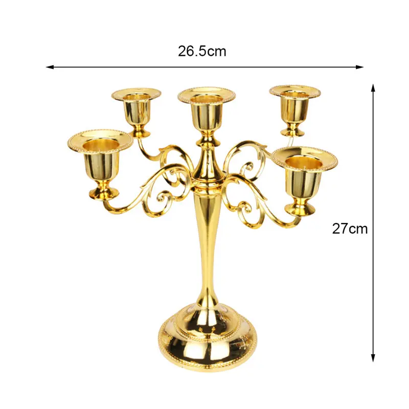 Gold-5arms 3/5-Arms металлические подсвечники свадебное украшение подсвечник Подставка для свадьбы домашний декор канделябры серебро/золото/бронза/черный - Цвет: Gold-5arms