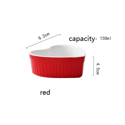 Красный NIMITIME Ceramic 4 Color Heart Shape Pancake Pudding Small Baking Bowl Housewife Tableware - Цвет: Красный