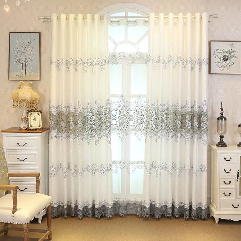 2018 новые Sytle занавески роскошные европейские ажурные вышитые рельефные Серые