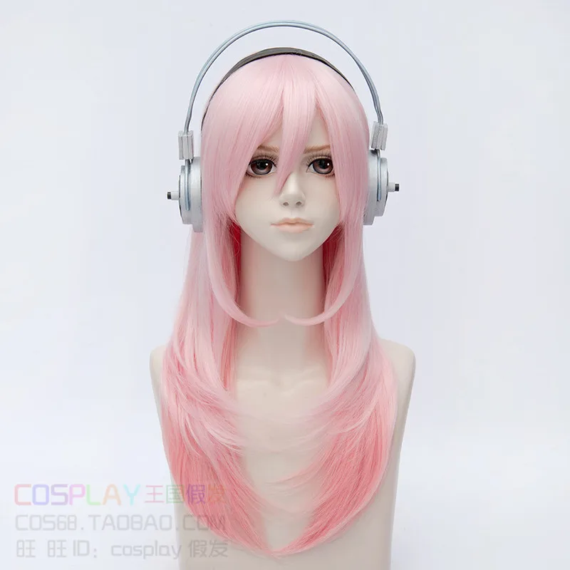 Супер Sonico розовый парик SuperSonico комикс con градиентный парик/наушники костюмы|costume