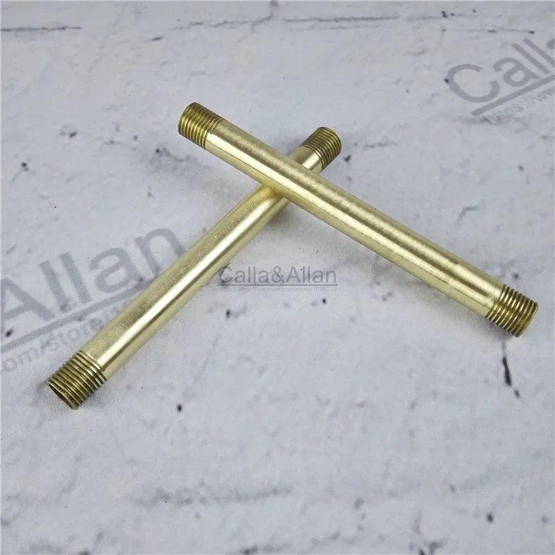 Free shipping Brass 10cm 15cm straight two sides screw tube M10 for lighting copper material lamp threaded straight tooth tube