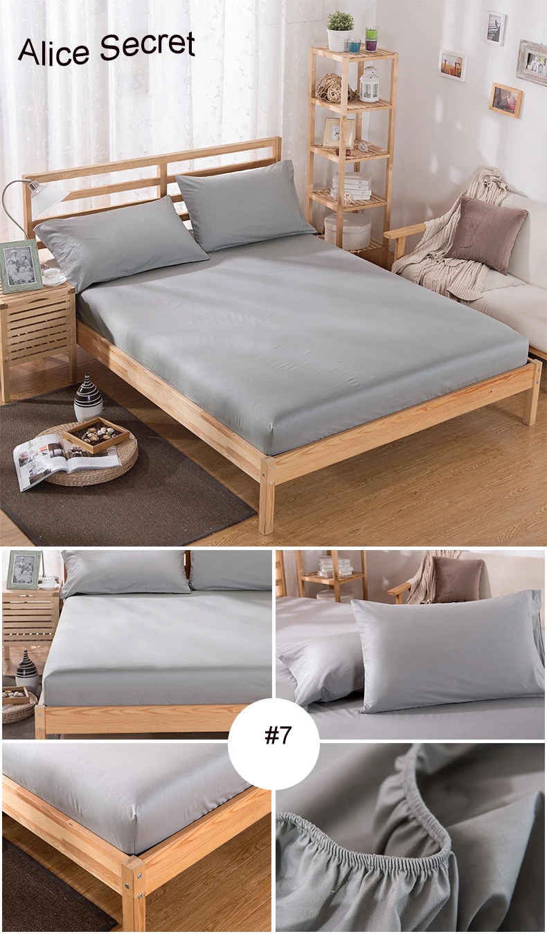 Натяжная простыня из полиэстера 1 шт. однотонное постельное белье с четырьмя