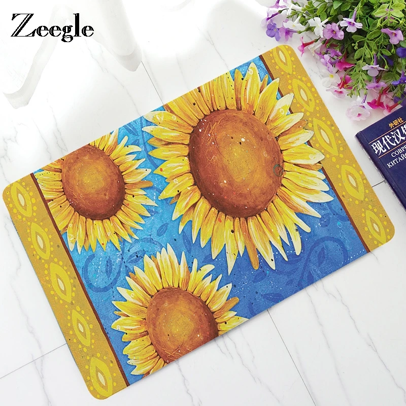

Zeegle Flower Pattern Mat Anti-slip Area Rugs Living Room Balcony Bathroom Carpet Doormat Bath Mats Oil Painting Home Decor