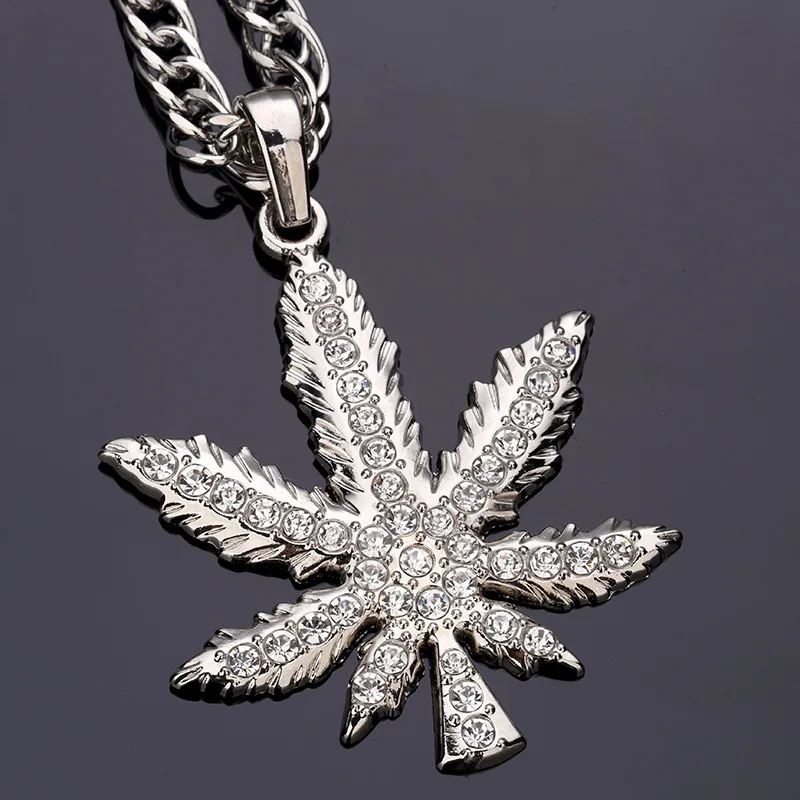 Высококачественные травы кусок листа хип-хоп Ожерелья для мужчин мужские Для