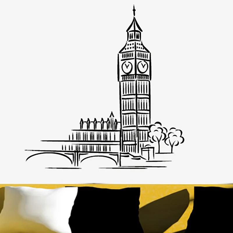 DCTOP Лондон Landmark здание мультфильм Биг Бен настенные стикеры домашний Декор
