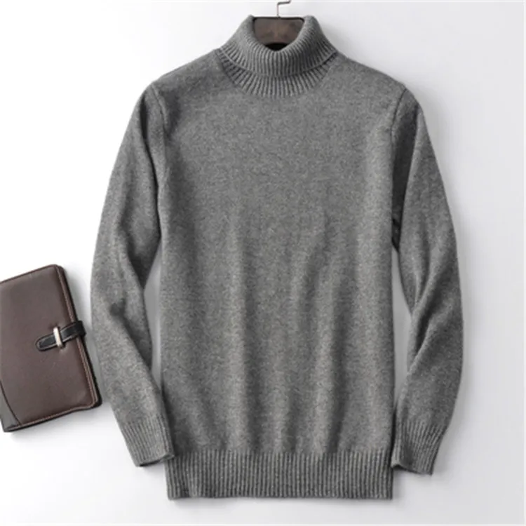 100% кашемир толстый вязаный Мужской Высокий воротник свободный H-прямой джемпер