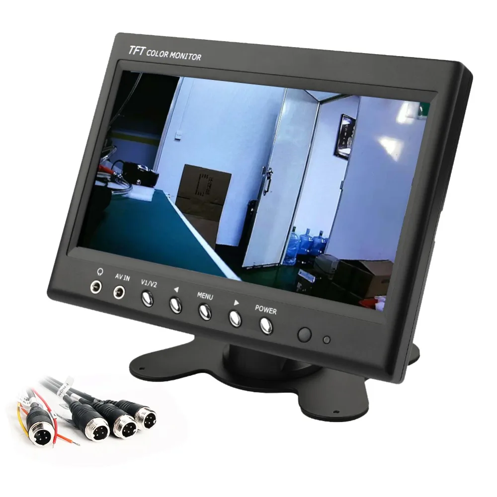 Jiepie 7 дюймов зеркало заднего вида Quad 4 Разделение экран монитор 4CH CCTV видео Вход 12 V-24 V Автомобильный резервный Системы для шины для грузовиков