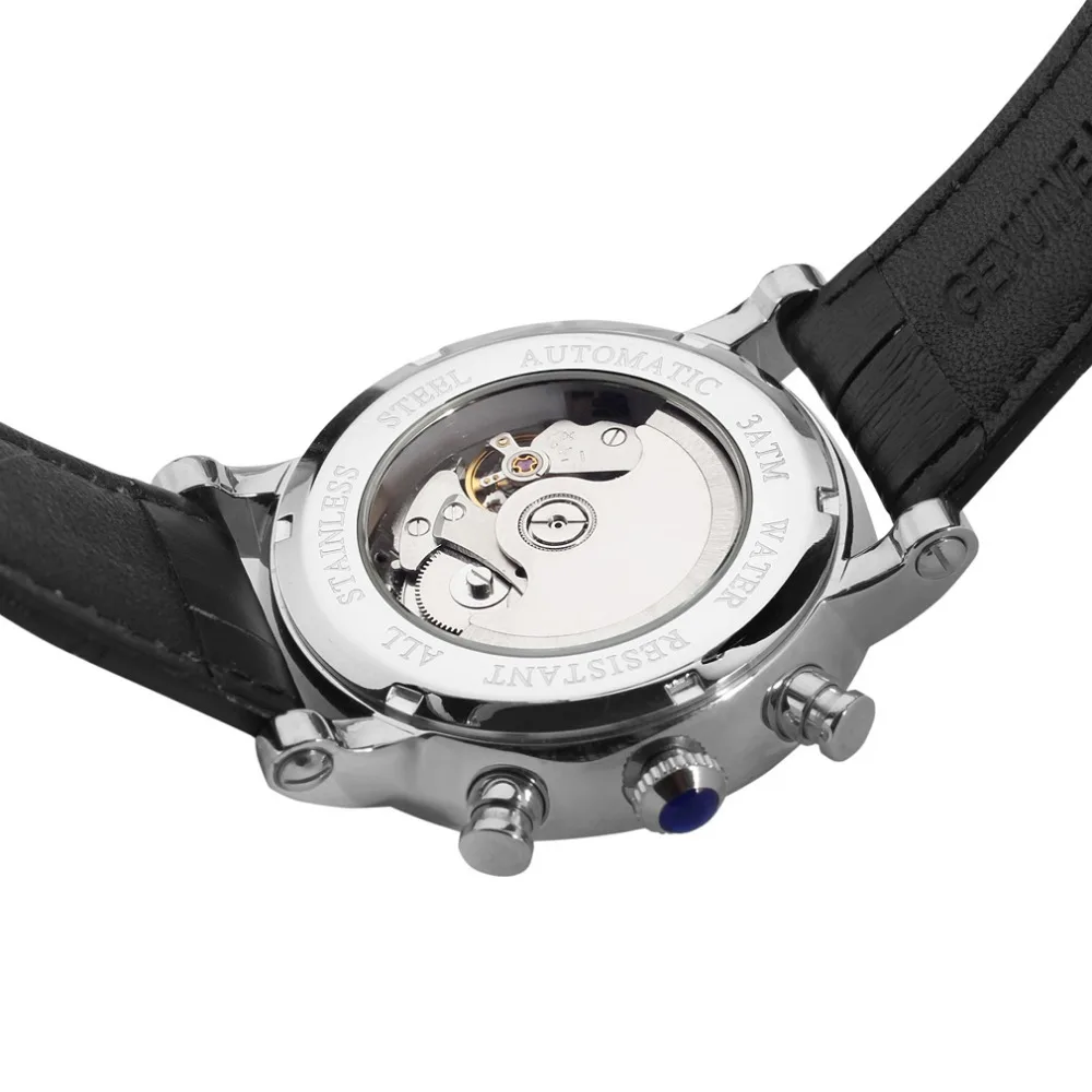 Мужские автоматические часы с римскими цифрами черный циферблат из нержавеющей