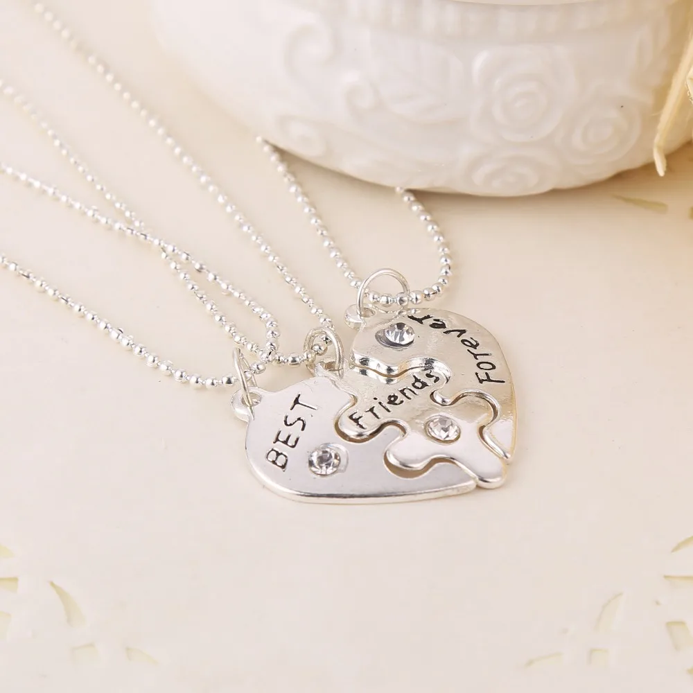 3 шт./компл. Best Friends Forever Three Heart BFF колье креативный металлический кулон серебряное
