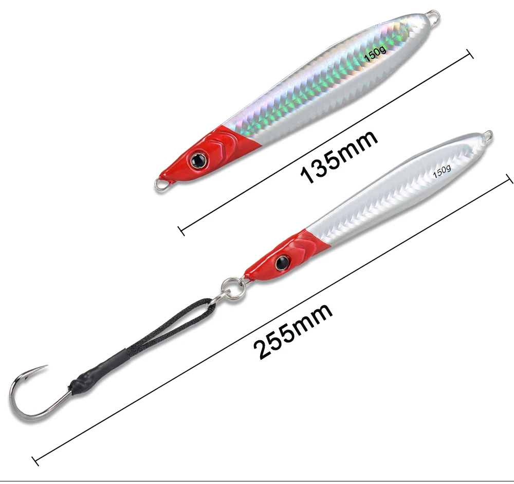 MadBite 150 г 135 см жесткие металлические рыболовные приманки джиггинг форма металлическая приманка для рыбы с одним крюком 4 Цвета Морская рыбалка