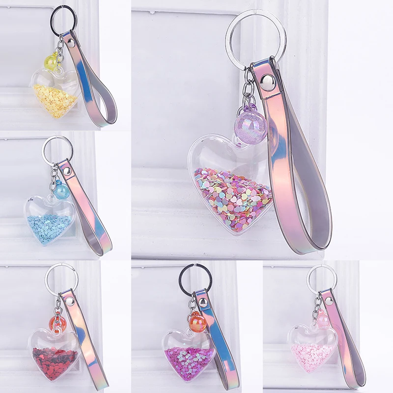 Модный брелок с блестками в форме сердца для женщин подвеска прозрачный и