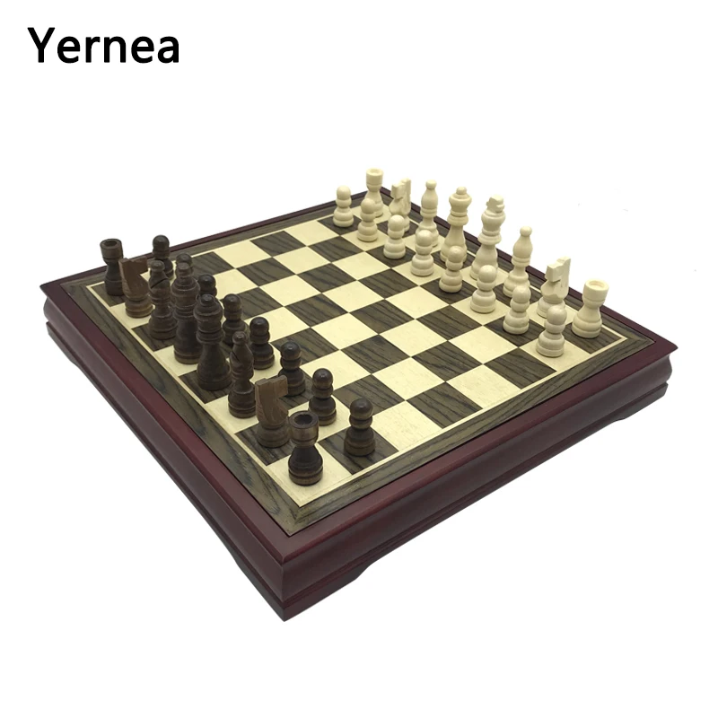 Yernea высокое качество деревянная шахматная доска игровой набор твердая древесина
