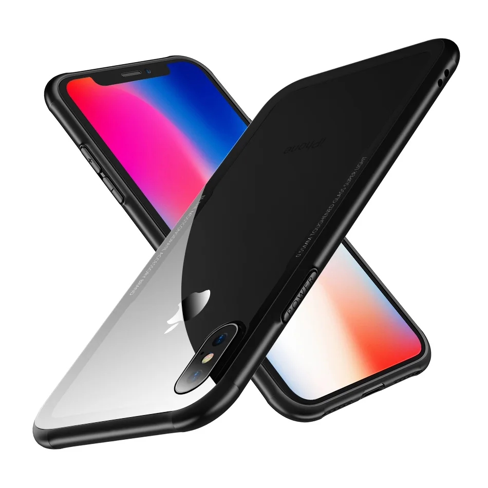 Чехол IER чехол из закаленного стекла для телефона для iPhone 11 Pro XR XS MAX X полный защитный мягкий чехол s для iPhone 7 8 6 6S Plus задняя крышка - Цвет: Black