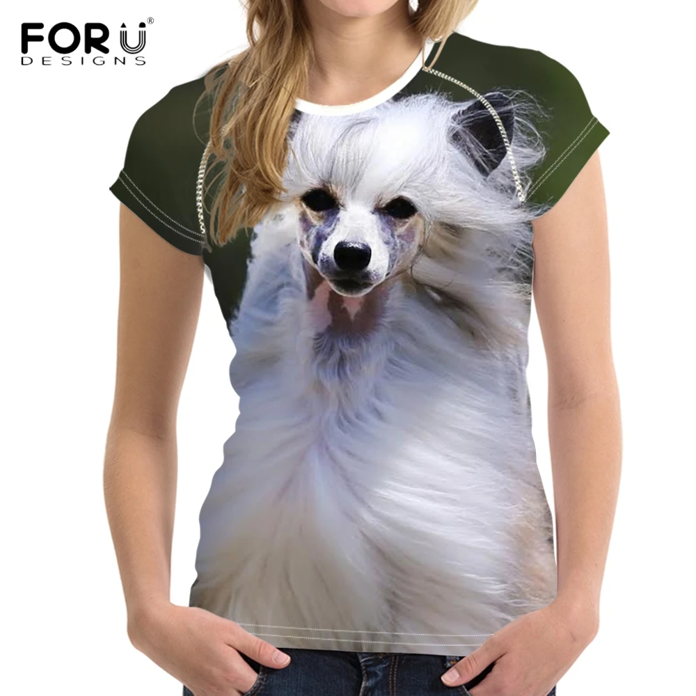 FORUDESIGNS/Kawaii/женские летние футболки с 3D принтом щенка в китайском стиле