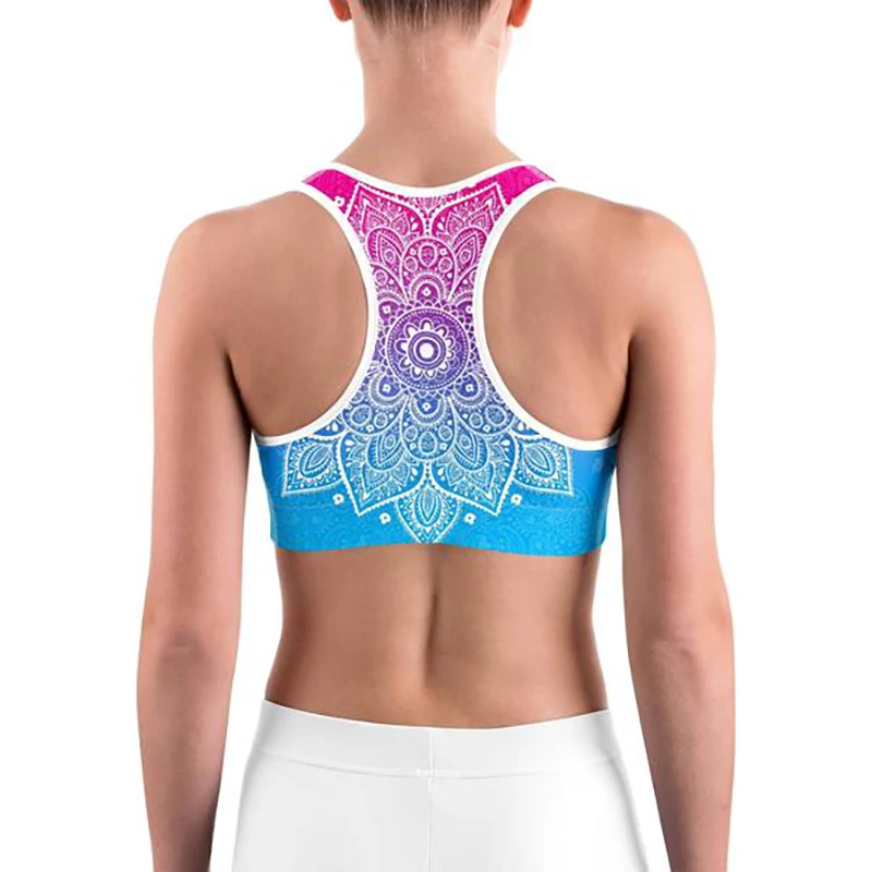 LI-FI Mandala Print Sports Bra High Stretch Breathable Top Fitness Women Padded for Running Yoga Gym Seamless Crop Bra Sport Bra