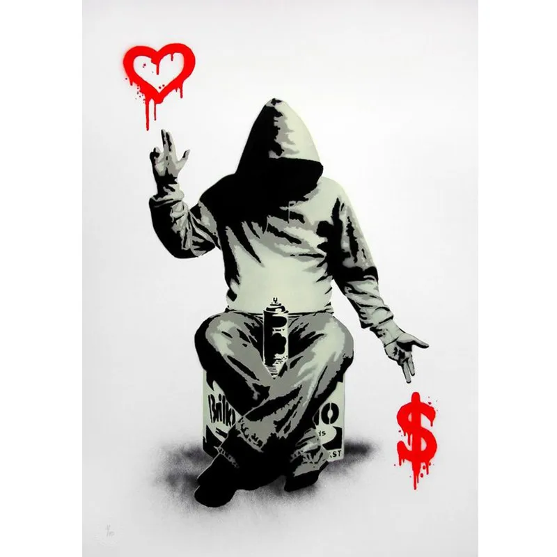 1 Banksy Street граффити для печати живопись мальчик Любовь Деньги настенные художественные плакаты и принты настенные картины для спальни - Цвет: 1