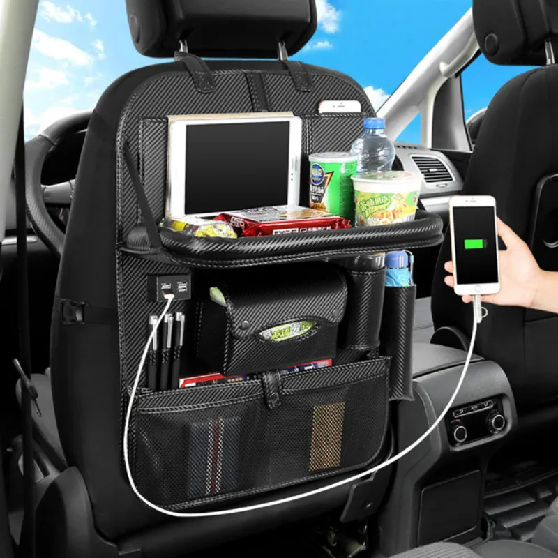 

Leather Car Seat Organizer Can Hanging Car Storage Box Multi-Function Car Backrest Storage bag car accessories car storage