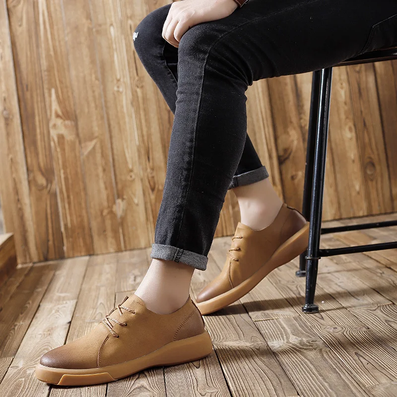 CLAX Mens Shoes Leather Spring Autumn Casual Shoe Male Boot Walking Footwear chaussure homme Genuine Fashion Plus Size | Обувь