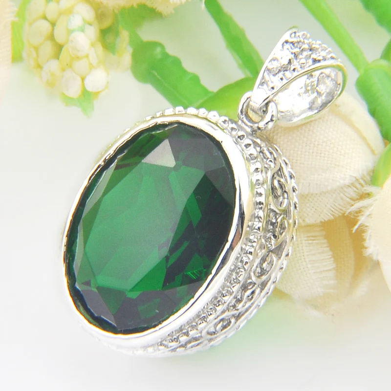 Enya Новое поступление Винтаж ручной работы Овальный зеленый камень с серебряным