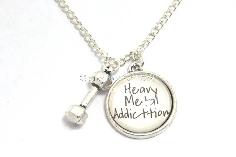 

12 шт./лот ожерелье из тяжелого металла, фитнес-ювелирные изделия гантели, гравировка вручную молотковые ювелирные изделия