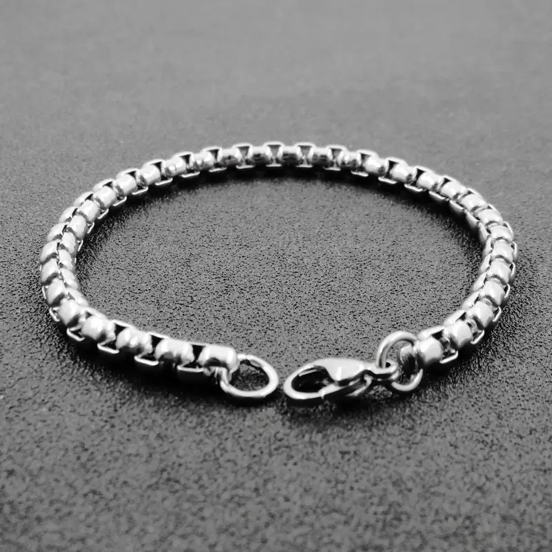 Браслет цепочка мужской круглый из нержавеющей стали 316L 3/4/5/22 см|chain bracelet|silver