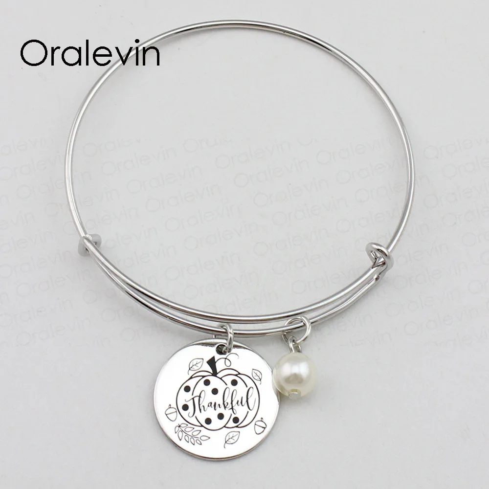 THANKFUL Inspirational Hand Stamped Engraved Charm Pendant Necklace Metal Silver Color Jewelry 18Inch 22MM 10Pcs/Lot #LN2403 | Украшения и