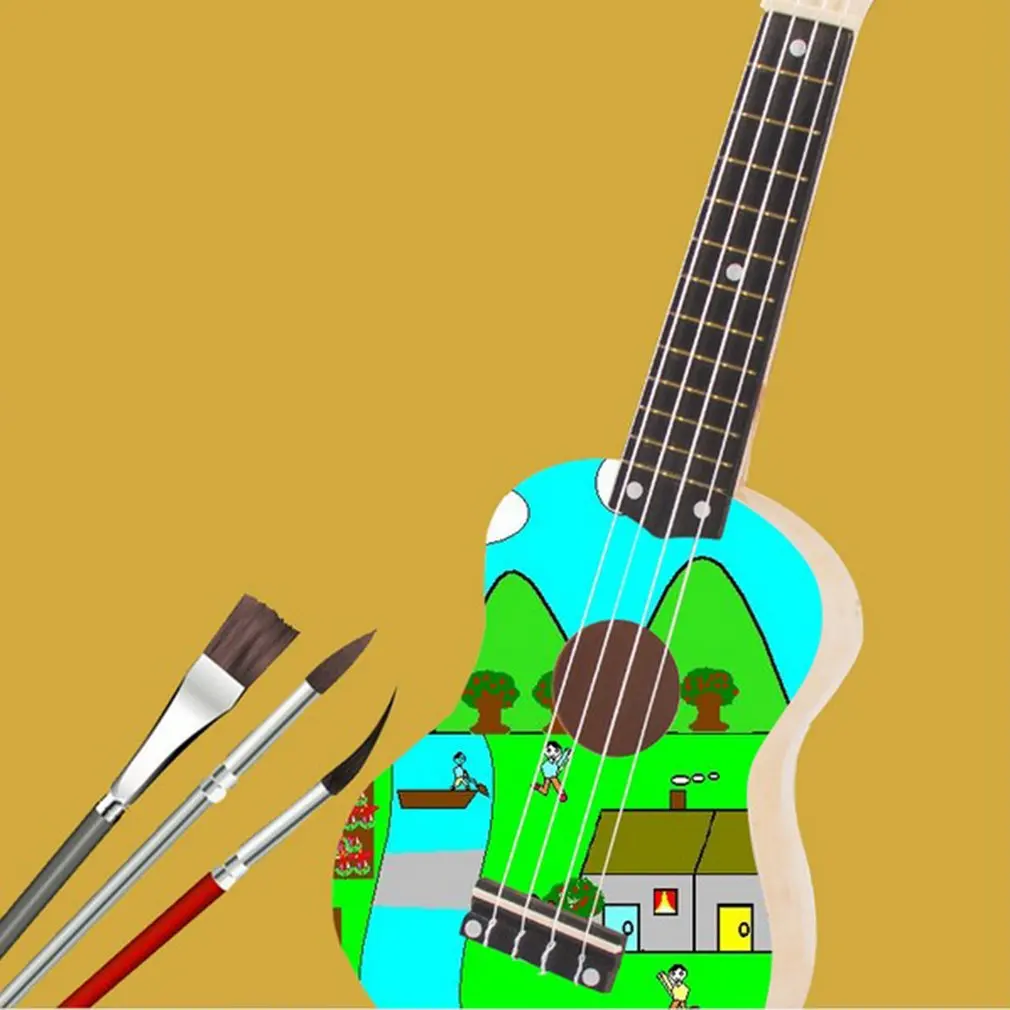 Портативный размер 21 дюймов укулеле DIY комплект Гавайская гитара картина ручной