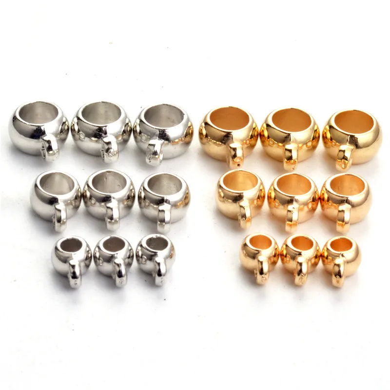 

50pcs/lot Hole Spacer Beads Gold/Rhodium Plated CCB Pendant Clip Clasp Bail Beads For DIY Jewelry Findings Making
