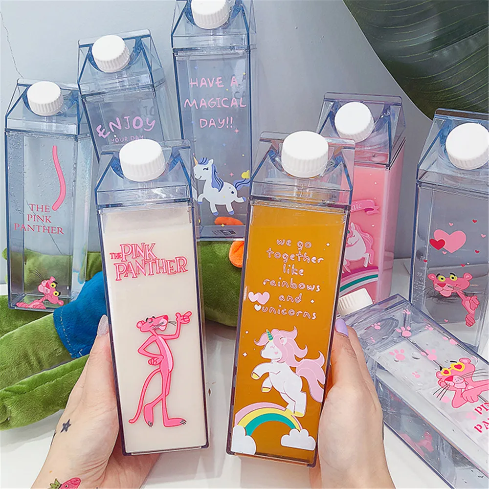 Уникальные мини милые бутылки для воды молочная Коробка Форма прозрачный