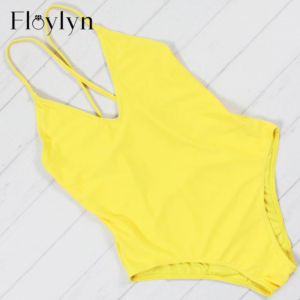 Floylyn Новый Цельный купальник женский чистый цвет боди Купальник Горячая