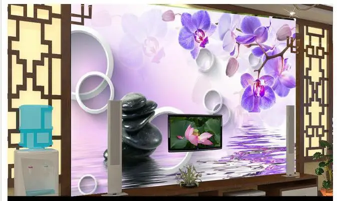 

Пользовательские фото обои 3d настенные фрески обои гостиная 3D Phalaenopsis cobblestone ТВ фон обои домашний декор