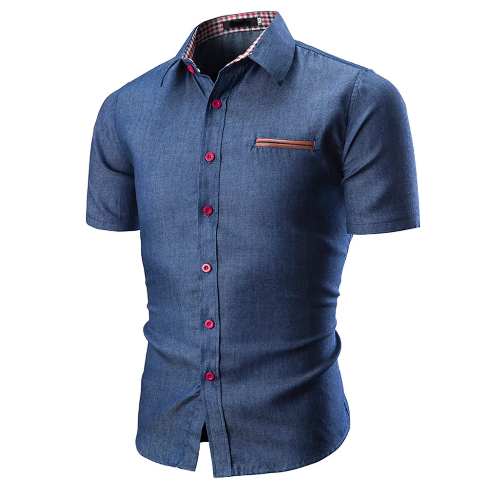 Muqgew 2020 Модная Джинсовая рубашка мужская приталенная Camisa Masculina модная однотонная