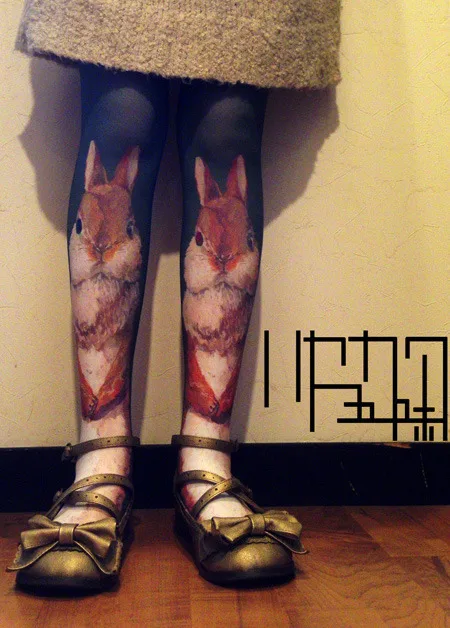 Женские колготки Who's He, японские колготки Pielpie Cat Harajuku, тату Кот, женские колготки, Необычные чулки, Medias, вечерние женские колготки