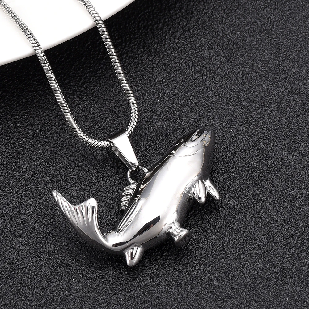 

IJD10040 Stainless Steel Keepsake Ashes Jewelry For Pet High Polished Fish Memorial Urn Necklace Pendant Hold Cremation Ashes