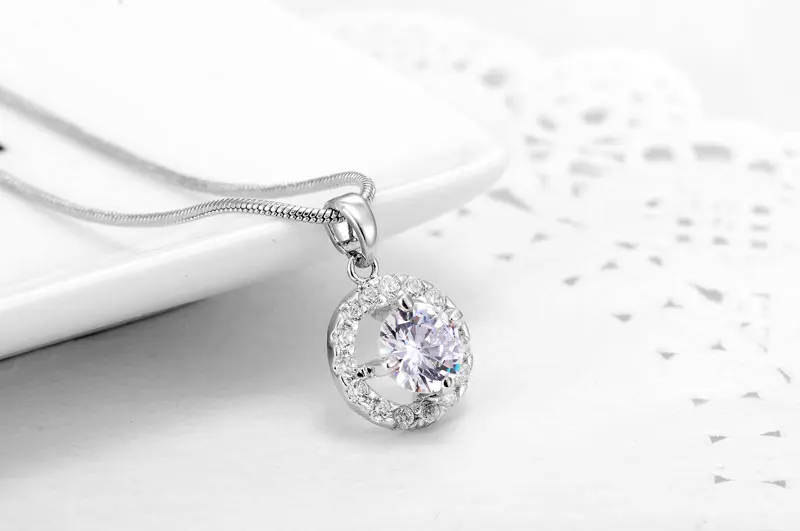 Женский ювелирный комплект из колье и серёг с круглым фианитом|jewelry sets for women|wedding