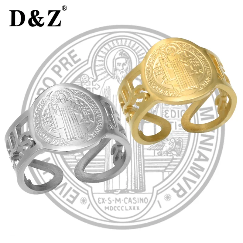 D & Z Cathlic Saint Benedict регулируемые Открытые Кольца Jesus San Benito Anillos для мужчин и женщин