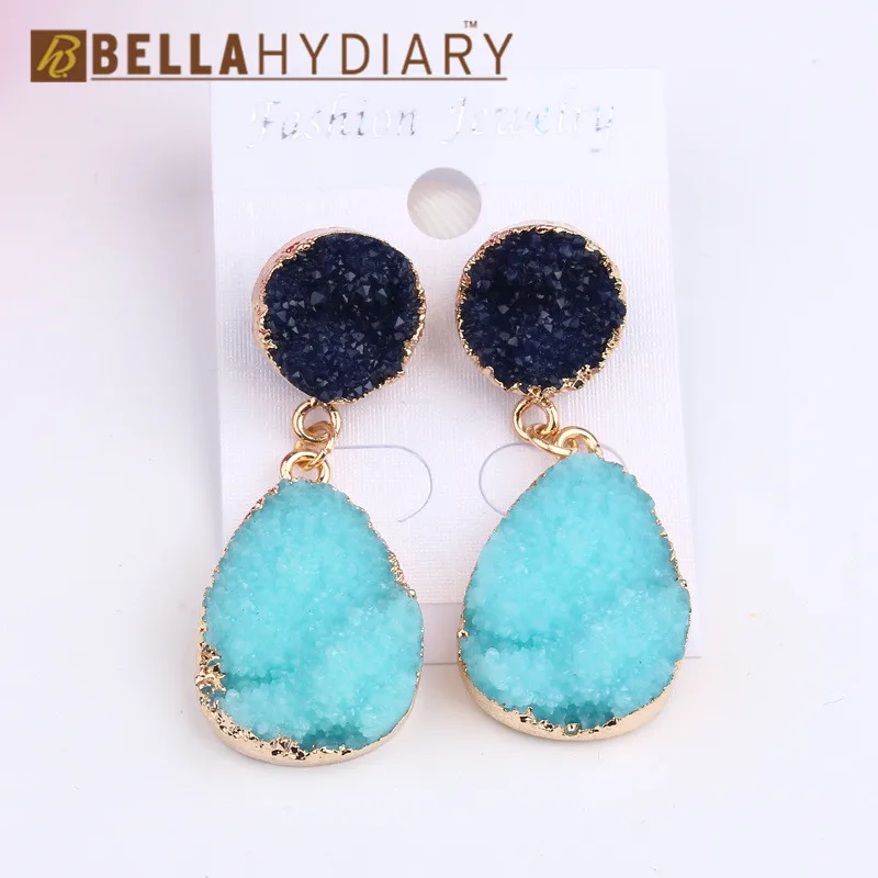 Модные серьги из смолы Druzy, серьги в форме капли воды для женщин, ювелирное изделие, массивные серьги Mujer Moda, подарки для женщин, аксессуары