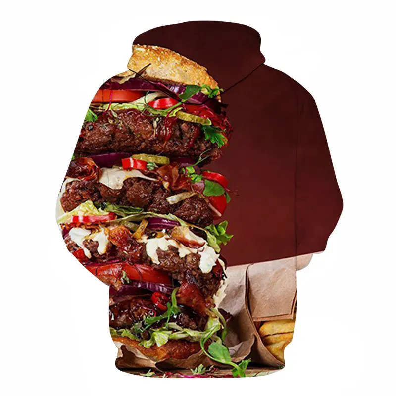 Мужская толстовка с объемным принтом Beef Burger повседневный брендовый пуловер