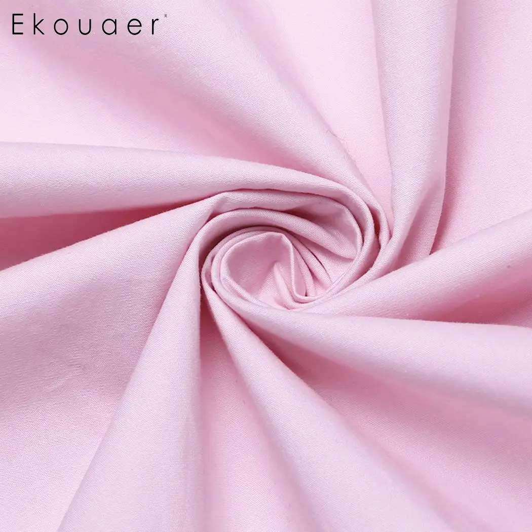 Ekouaer винтажная ночная рубашка хлопковое Ночное Платье женское однотонное с v-образным вырезом Спагетти ремень оборки платье для сна ночная рубашка длинная ночная рубашка