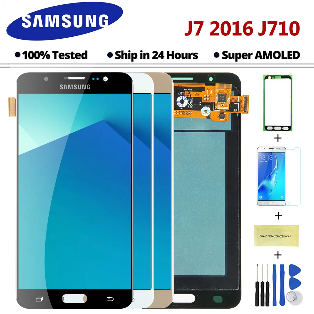 AMOLED сенсор Замена ЖК-дисплей s для Samsung Galaxy J7 j710 J710FN J710F J710M J710Y J710G ЖК-дисплей сенсорный дигитайзер экран