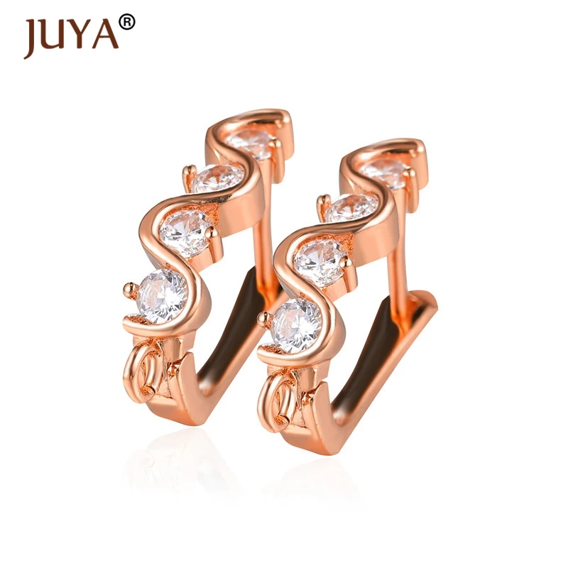 Rose Gold Роскошные креативные AAA кубический цирконий CZ крючки для серьг Застежки DIY серьги аксессуары левербэк застежки-крючки для серег компоненты швензы для сережек серьги застежки для сережек - Цвет: Rose Gold