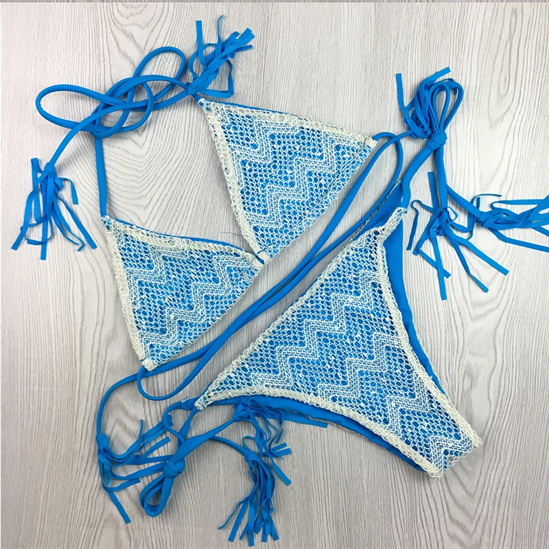 Tassel Bikini Set Fringe Swimwear Sexy Women Push Up Bikini Set lace Swimsuit Beachwear Bathing Suit Brazilian Biquini Monokini