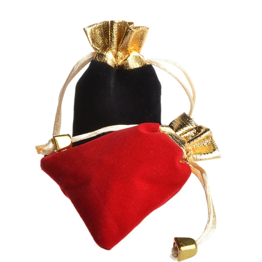 12 шт. золотой черный байковые мешок Drawstring Ювелирные подарочные пакеты Чехол