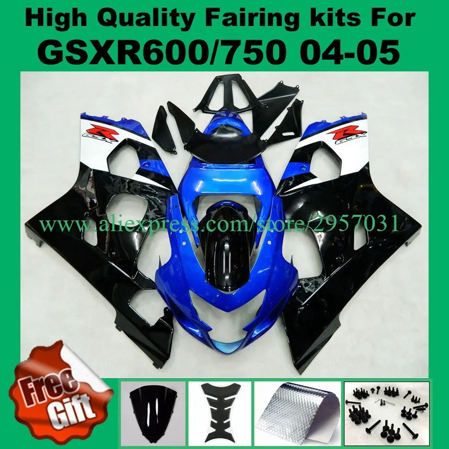 

Injection K4 ABS Fairings for GSXR600 GSXR750 2004 2005 SUZUKI GSXR600 750 04 05 Fairing kits fullset blue black