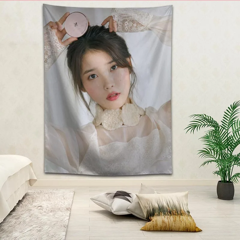 KPOP IU гобелены для гостиной спальни Висячие настенные гобелены домашний декор в стиле ретро Йога пляжный коврик логотип на заказ - Цвет: 8