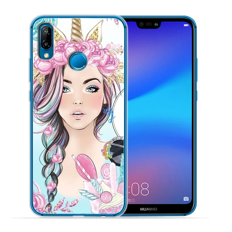Модный чехол для девочек Huawei P20 Lite P30 Pro P8Lite P9Lite 2017 P Smart Capa мягкий силиконовый Etui |