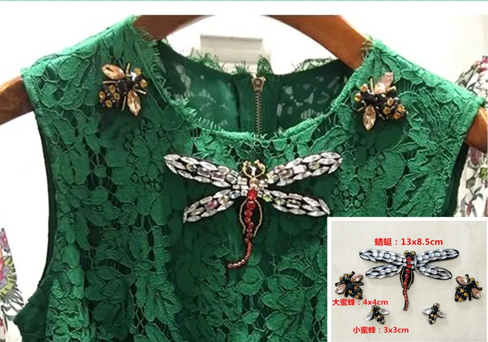 1 комплект вышитый бисером костюм с изображением стрекозы и