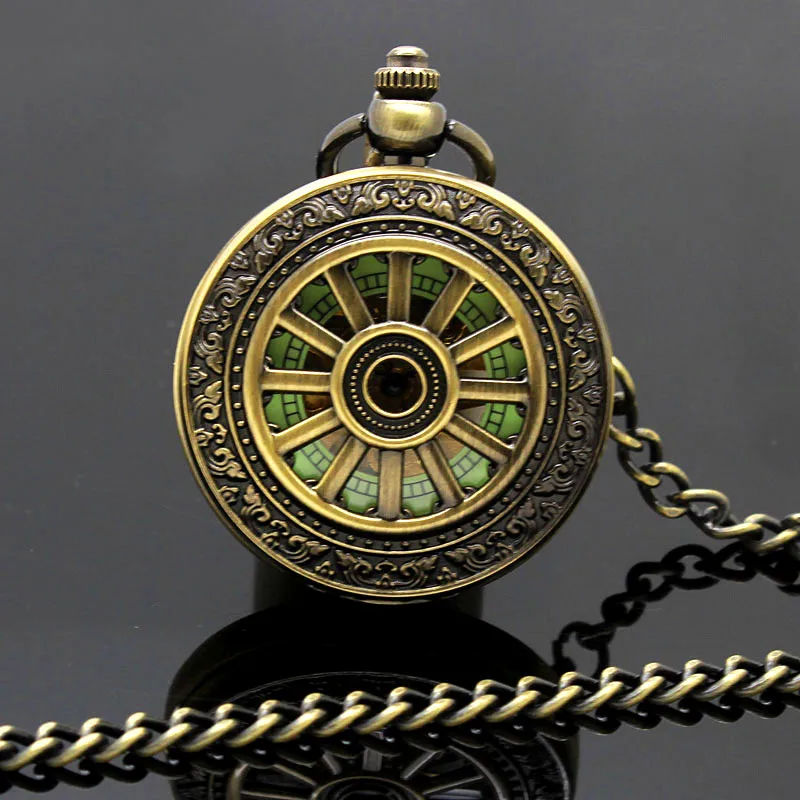 New Luminous Hand Winding Mechanical Pocket Watch Classical Bronze Openwork Pendant Vintage Hollow Cover Analog for Men Gift