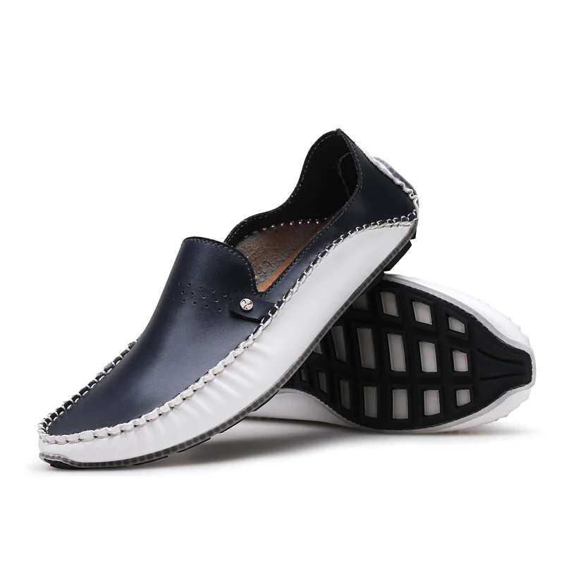 Мужские мокасины VESONAL из натуральной кожи на плоской подошве дышащие мягкие для