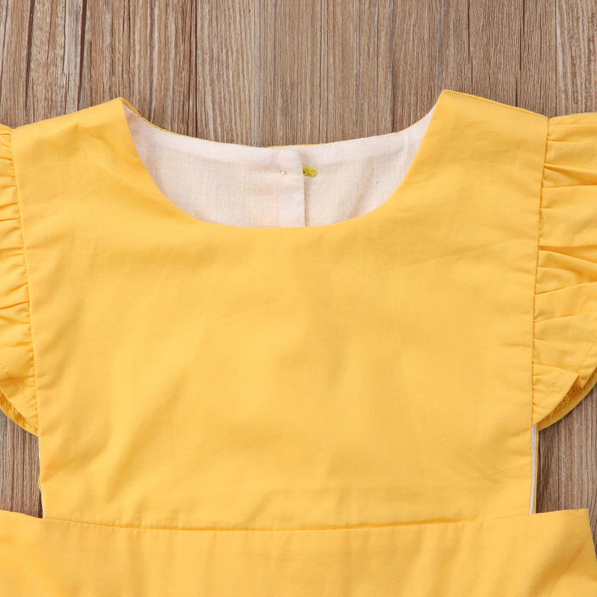 2018 Kids Baby Girl Clothes Summer Princess Flying Sleeves Party Prom Tutu Dress Yellow Solid Sundress 1-6Y | Детская одежда и
